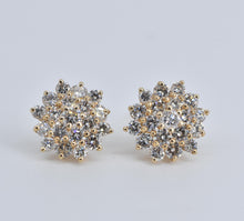 Load image into Gallery viewer, 14K 2.00 Ctw Natural Diamond Cluster Stud Earrings Yellow Gold