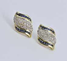 Load image into Gallery viewer, 14K 1.06 Ctw Sapphire Diamond Curvy Domed Stud Earrings Yellow Gold