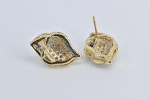 Load image into Gallery viewer, 14K 1.06 Ctw Sapphire Diamond Curvy Domed Stud Earrings Yellow Gold