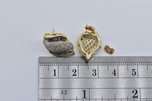 Load image into Gallery viewer, 14K 1.06 Ctw Sapphire Diamond Curvy Domed Stud Earrings Yellow Gold
