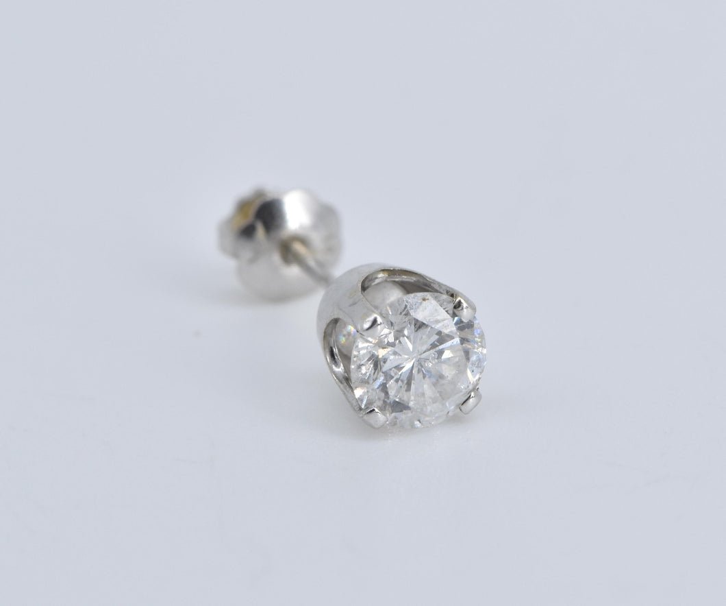 14K 0.60 Ct Natural Diamond Solitaire Single Stud Earring White Gold