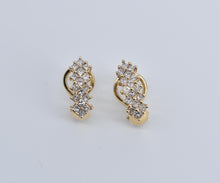 Load image into Gallery viewer, 14K 2.00 Ctw Natural Princess Cut Diamond Cluster Earrings Yellow Gold