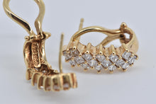 Load image into Gallery viewer, 14K 2.00 Ctw Natural Princess Cut Diamond Cluster Earrings Yellow Gold