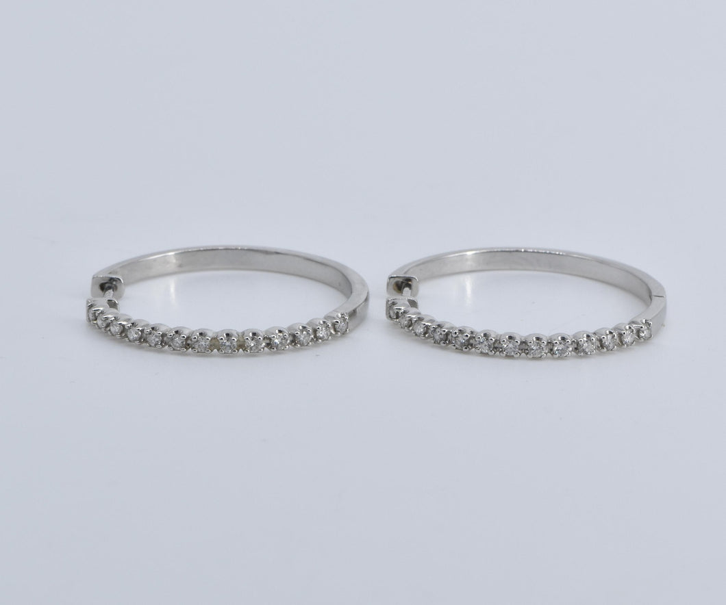 10K 0.33 Ctw Natural Diamond 27.6mm Hoop Earrings White Gold