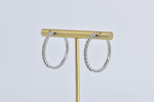 Load image into Gallery viewer, 10K 0.33 Ctw Natural Diamond 27.6mm Hoop Earrings White Gold