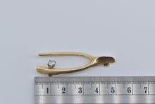 Load image into Gallery viewer, 14K 0.29 Ct Natural Diamond 1960's Wishbone Lucky Pin/Brooch Yellow Gold