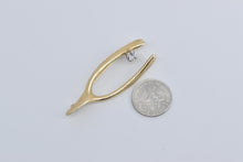 Load image into Gallery viewer, 14K 0.29 Ct Natural Diamond 1960's Wishbone Lucky Pin/Brooch Yellow Gold