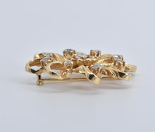 Load image into Gallery viewer, 14K 1.25 Ctw Natural Diamond Round Leaf Swirl Pin/Brooch Yellow Gold