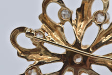 Load image into Gallery viewer, 14K 1.25 Ctw Natural Diamond Round Leaf Swirl Pin/Brooch Yellow Gold