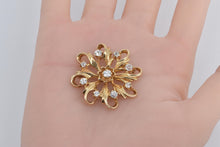 Load image into Gallery viewer, 14K 1.25 Ctw Natural Diamond Round Leaf Swirl Pin/Brooch Yellow Gold