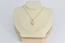 Load image into Gallery viewer, 14K Oval Natural Opal 0.30 Ctw Diamond Halo Vintage Pendant Yellow Gold