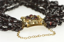 Load image into Gallery viewer, 10K Victorian Syn. Garnet Layered Glass Beaded Bracelet 6&quot; Yellow Gold