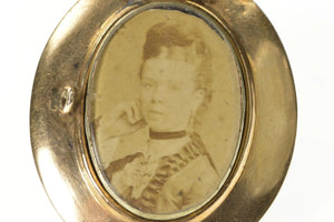 Gold Filled Victorian In Memory Woven Hair Mourning Photo Pin/Brooch