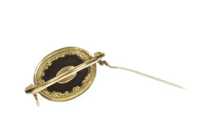 Gold Filled Victorian Black Onyx Spinning Mourning Hair Pin/Brooch