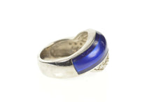 Load image into Gallery viewer, 14K 0.85 Ctw Pave Diamond Blue Enamel Statement Ring Size 6.5 White Gold