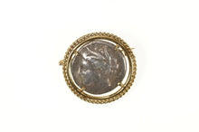 Load image into Gallery viewer, 14K Silver Drachm Lokris Opuntia Italy ca. 500 BC. Pin/Brooch Yellow Gold