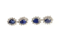 Load image into Gallery viewer, 14K 5.74 Ctw Natural Sapphire Diamond Halo Dangle Earrings White Gold