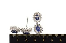 Load image into Gallery viewer, 14K 5.74 Ctw Natural Sapphire Diamond Halo Dangle Earrings White Gold
