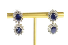Load image into Gallery viewer, 14K 5.74 Ctw Natural Sapphire Diamond Halo Dangle Earrings White Gold