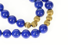 Load image into Gallery viewer, 14K Lapis Lazuli Beaded Strand Statement Necklace 21&quot; Yellow Gold