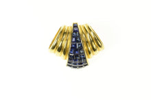 Load image into Gallery viewer, 18K Princess Sapphire Cluster Ornate Slide Pendant Yellow Gold