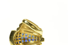 Load image into Gallery viewer, 18K Princess Sapphire Cluster Ornate Slide Pendant Yellow Gold