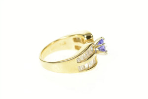 14K 1.60 Ctw Oval Tanzanite Baguette Diamond Ring Size 6.5 Yellow Gold