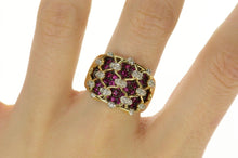 Load image into Gallery viewer, 14K Ornate Diamond Ruby Lattice Statement Band Ring Size 8 Yellow Gold