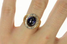 Load image into Gallery viewer, 10K 6.75 Ctw Oval Sapphire Diamond Halo Retro Ring Size 7.75 Yellow Gold