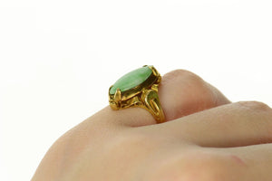 14K Victorian Ornate Marquise Turquoise Statement Ring Size 4.5 Yellow Gold
