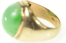 Load image into Gallery viewer, 10K Oval Jade Cabochon Retro Statement Ring Size 8.75 Yellow Gold