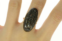Load image into Gallery viewer, 10K Quail Cattail Scene Oval Domed Statement Ring Size 7.75 Yellow Gold