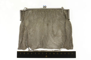 Sterling Silver Art Deco Sim. Sapphire Mesh Chain Purse Handbag