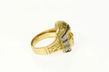 Load image into Gallery viewer, 18K Egyptian Diamond Sapphire Emerald Cleopatra Ring Size 3.5 Yellow Gold