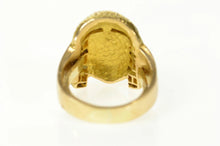 Load image into Gallery viewer, 18K Egyptian Diamond Sapphire Emerald Cleopatra Ring Size 3.5 Yellow Gold