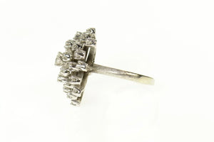 14K 0.72 Ctw 1950's Diamond Burst Cluster Cocktail Ring Size 5.75 White Gold