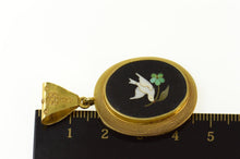 Load image into Gallery viewer, 18K Black Onyx Mosaic Dove Mourning Photo Locket Pendant Yellow Gold