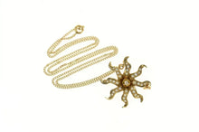 Load image into Gallery viewer, 10K Victorian Seed Pearl Diamond Flower Sun Necklace 16.5&quot; Yellow Gold