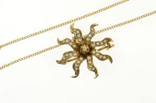 Load image into Gallery viewer, 10K Victorian Seed Pearl Diamond Flower Sun Necklace 16.5&quot; Yellow Gold