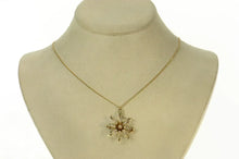 Load image into Gallery viewer, 10K Victorian Seed Pearl Diamond Flower Sun Necklace 16.5&quot; Yellow Gold