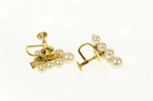Load image into Gallery viewer, 14K Retro Leaf Cluster Graduated Screw Back Earrings Yellow Gold