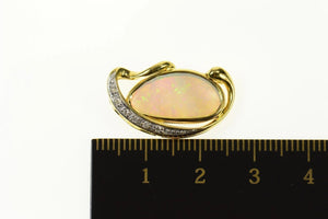 18K Natural Black Opal Diamond Inset Statement Pendant Yellow Gold