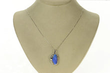 Load image into Gallery viewer, 14K Natural Black Opal Diamond Accent Statement Pendant White Gold