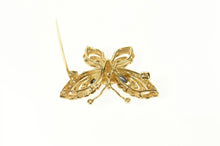 Load image into Gallery viewer, 14K Ornate Sapphire Diamond Butterfly Pin/Brooch Yellow Gold