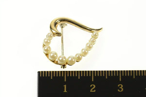 Gold Plated Pearl Classic Heart Love Symbol Pin/Brooch