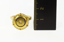 Load image into Gallery viewer, 14K Victorian Enamel Diamond Raised Cocktail Ring Size 6.75 Yellow Gold