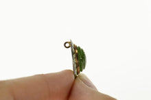 Load image into Gallery viewer, 14K Ornate Green Agate Scarab Enamel Detail Charm/Pendant Yellow Gold