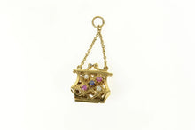 Load image into Gallery viewer, 14K 3D Purse Handbag Retro Ruby Pearl Sapphire Charm/Pendant Yellow Gold