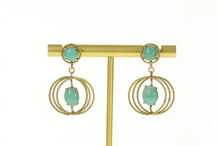 Load image into Gallery viewer, 14K Turquiose Rope Twist Dangle Screw Back Earrings Yellow Gold