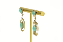 Load image into Gallery viewer, 14K Turquiose Rope Twist Dangle Screw Back Earrings Yellow Gold